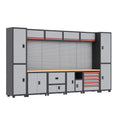 Werkzeugschrank-Set Stahl Holz Grau/Schwarz 180x45x190cm