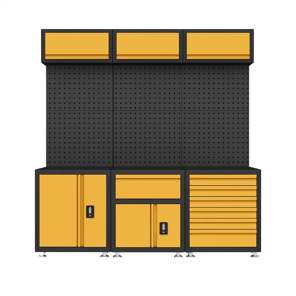Werkzeugschrank Set Stahl Gelb Schwarz 200x60x200cm