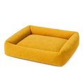 Rechteckiges Hundebett aus Velours Gelb 80x60x20cm