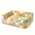 Buntes Stoff-Hundebett mit Schaumstofffüllung 90x60x20 cm