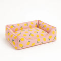 Hundebett Rechteckig Baumwolle Rosa Zitronenmuster 50x40x20 cm