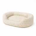 Hundebett Oval Baumwolle Beige Blumenmuster
