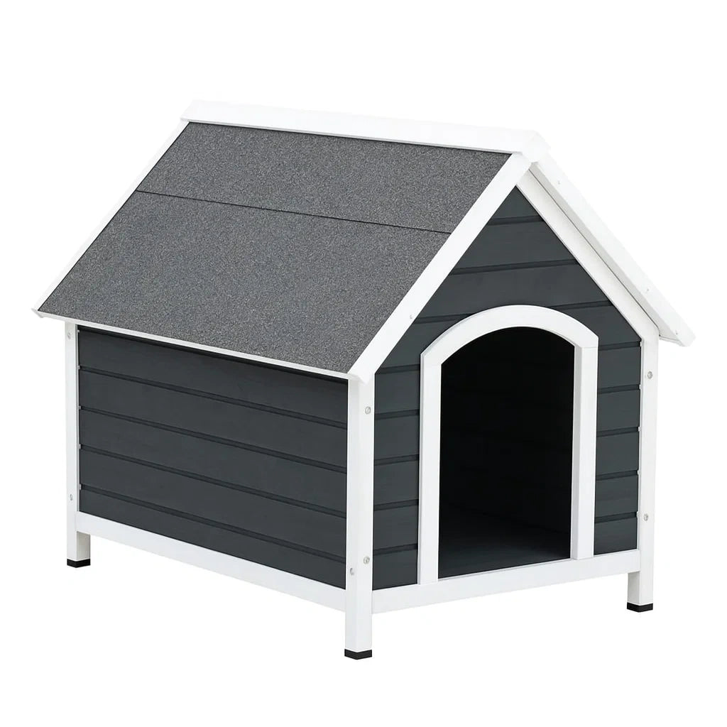 Hundehütte aus Kiefernholz Dunkelgrau Weiß 85x80x90cm