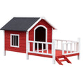 Hundehütte aus Kiefernholz Rot mit Terrasse