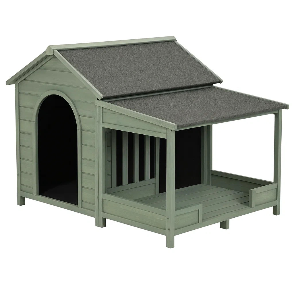 Holz Hundehütte mit Veranda 120x80x85 cm