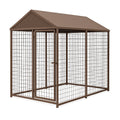Hundezwinger aus pulverbeschichtetem Metall mit Dach in Braun 200x200x150cm