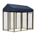 Hundezwinger Stahl mit Dach Dunkelblau/Gold 1.8x1.8x2.0m