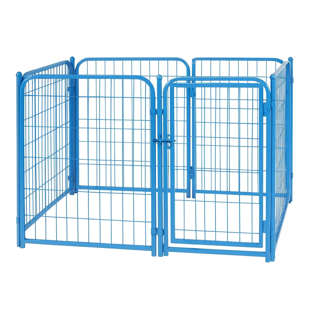 Welpen-Freilaufgehege aus Stahl Blau 100x100x80 cm
