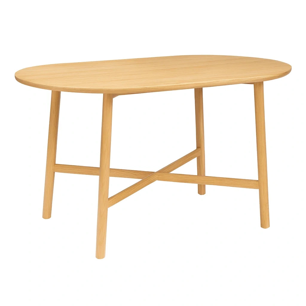 Ovaler Esstisch aus Massivholz Eiche Natur 140x80x75 cm