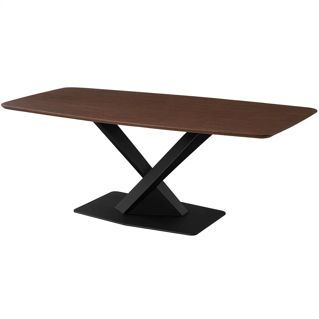 Rechteckiger Tisch Walnussfurnier Metallgestell 180x90x76 cm