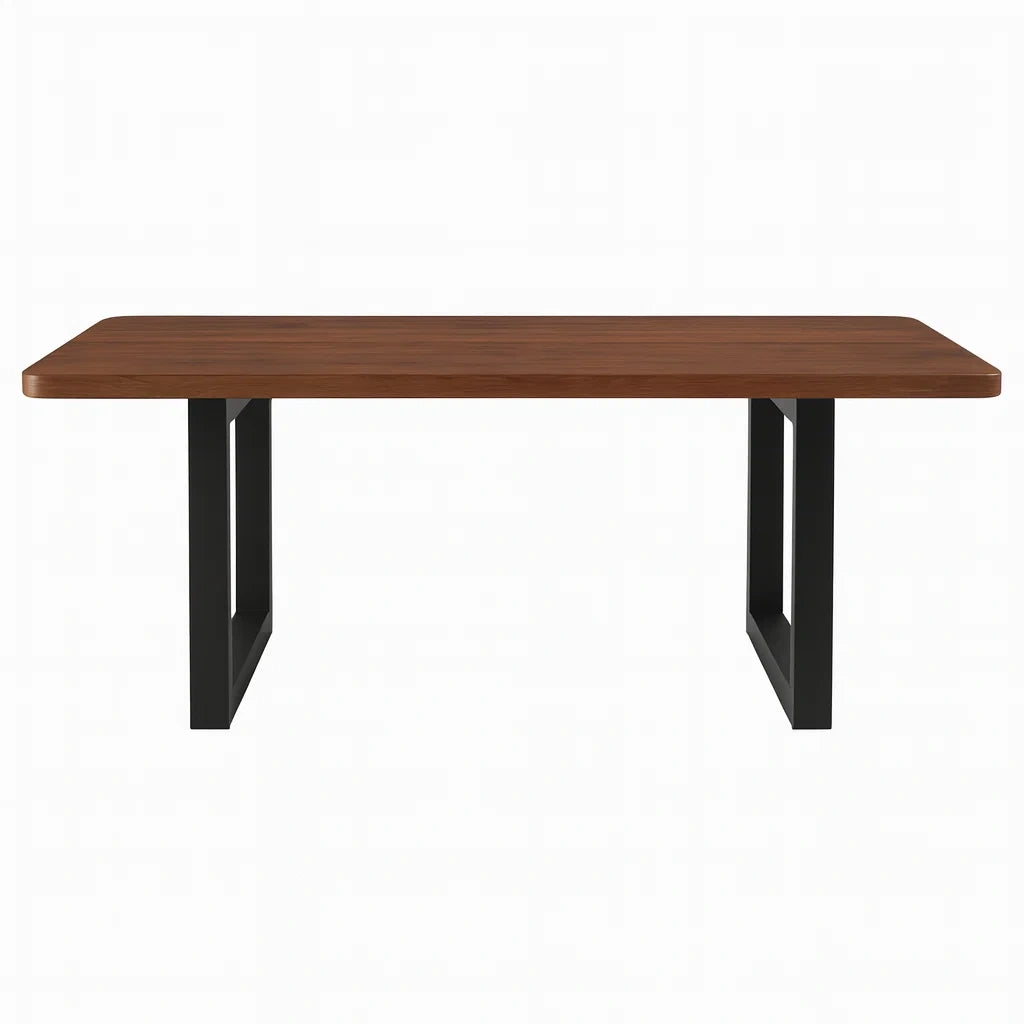 Esstisch Rechteckig Massivholz und Metall Braun/Schwarz 200x90x75cm
