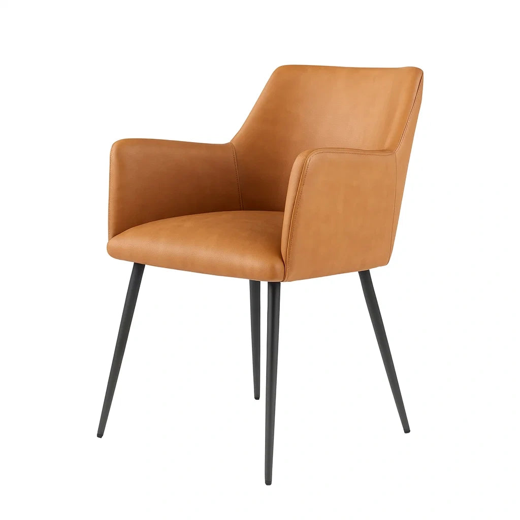 Stuhl mit PU-Leder und Metallbeinen Braun