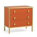 Kommode aus MDF mit Goldakzenten, 3 Schubladen, Orange