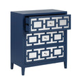 Kommode mit 4 Schubladen aus MDF und Spiegelglas, Blau