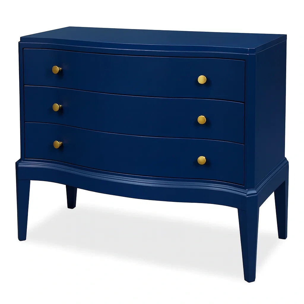 Kommode mit 3 Schubladen Blau Massivholz