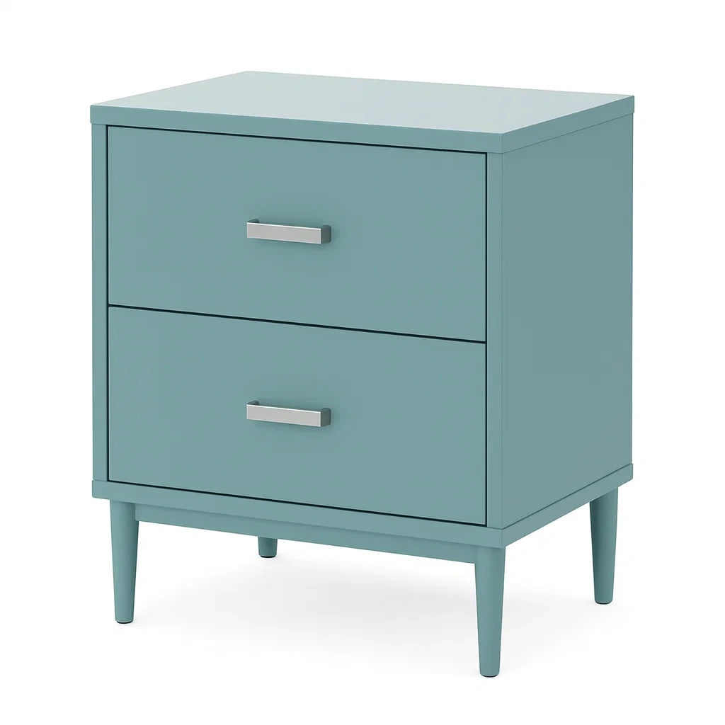 Nachttisch mit 2 Schubladen MDF Blau