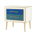Kommode mit 2 Schubladen Weiß/Blau/Grün Metall MDF
