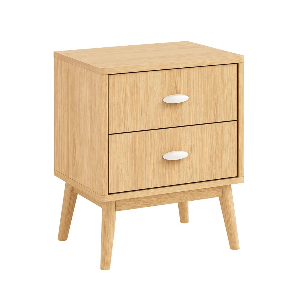 Holz Nachttisch mit 2 Schubladen Eiche 40x30x55 cm