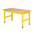 Arbeitstisch Holzplatte Gelbes Stahlgestell 150x75x90 cm