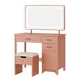 Frisiertisch mit Spiegel und Hocker aus MDF in Rosa