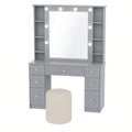 Schminktisch Set mit Spiegel und Hocker Grau MDF