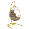 Hängesessel Ei-Form Stahlrahmen Gold Polyester Braun