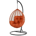 Rattan Hängesessel mit Kissen und Stahlrahmen in Rot