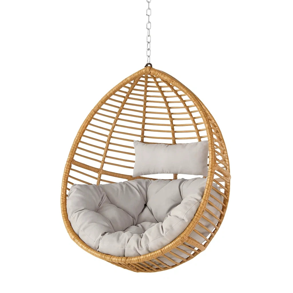 Hängesessel aus Rattan mit Polyesterkissen Natur/Beige