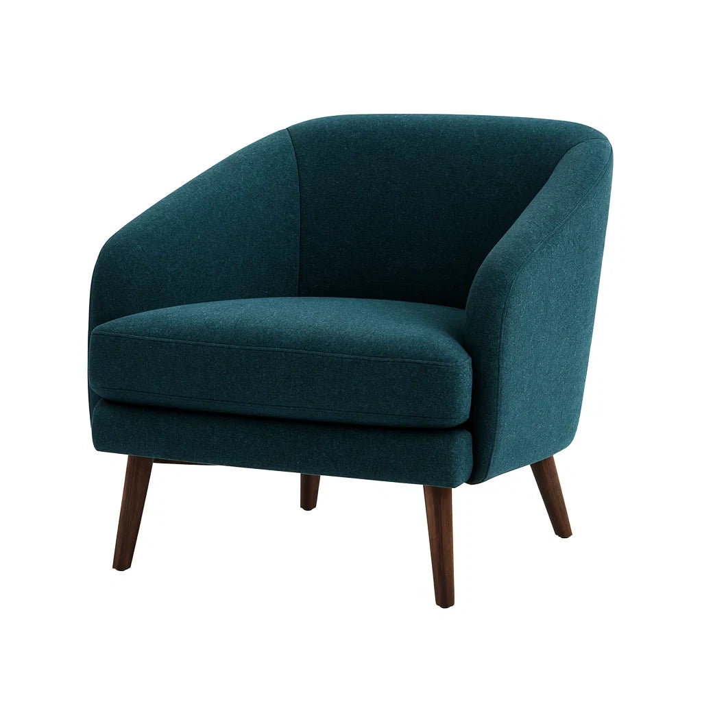 Stoffsessel aus Polyester mit Holzbeinen Dunkelblau 75cm x 80cm x 70cm