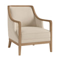 Leinensessel Beige mit Eichenrahmen