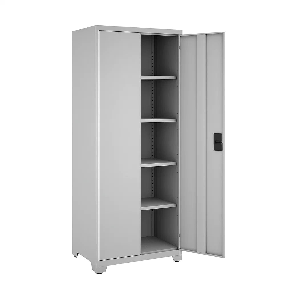 Metallschrank mit Tür Grau 4 verstellbare Einlegeböden 180x90x40 cm