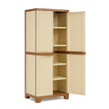 Kunststoffschrank Polypropylen Beige/Braun mit 4 Regalböden