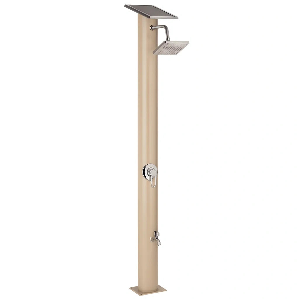 Solardusche mit Wasserhahn Beige Edelstahl 220 cm