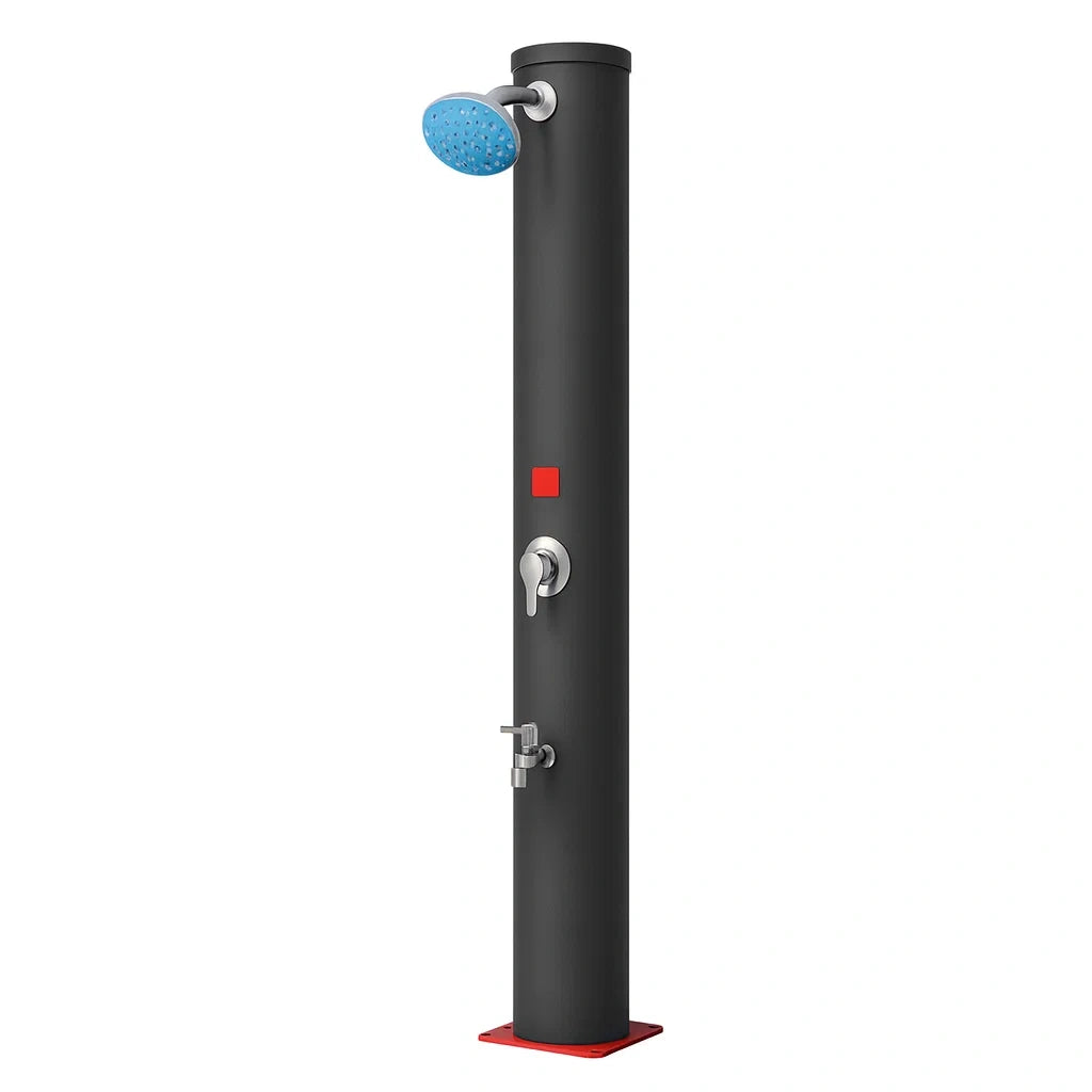 Solardusche Schwarz Aluminium Rund