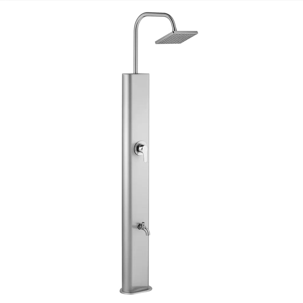Edelstahl Außendusche mit quadratischem Duschkopf 220 cm