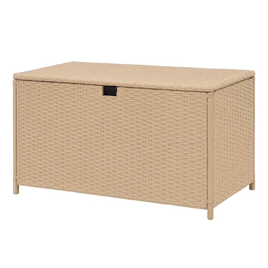 Garten Aufbewahrungsbox aus PE-Rattan Beige 120x50x60 cm