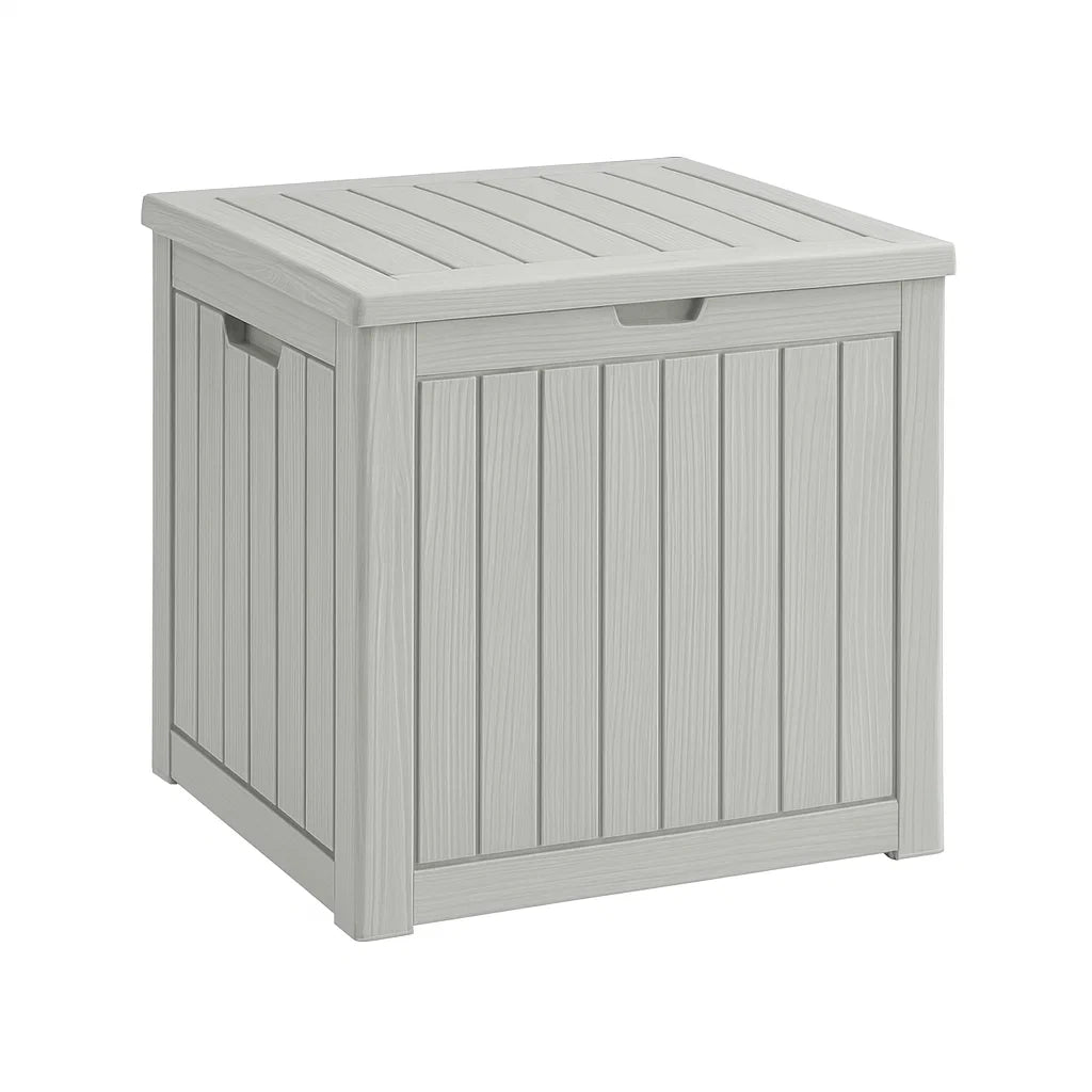 Aufbewahrungsbox Holzoptik Kunststoff Grau 45x45x50 cm