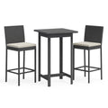 Anthrazitfarbenes Garten-Bar-Set aus PE-Rattan mit Kissen