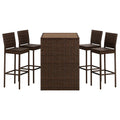 Polyrattan-Bistro-Set mit Tisch und 4 Stühlen, Braun