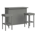 Barset aus Rattan mit Hocker Grau