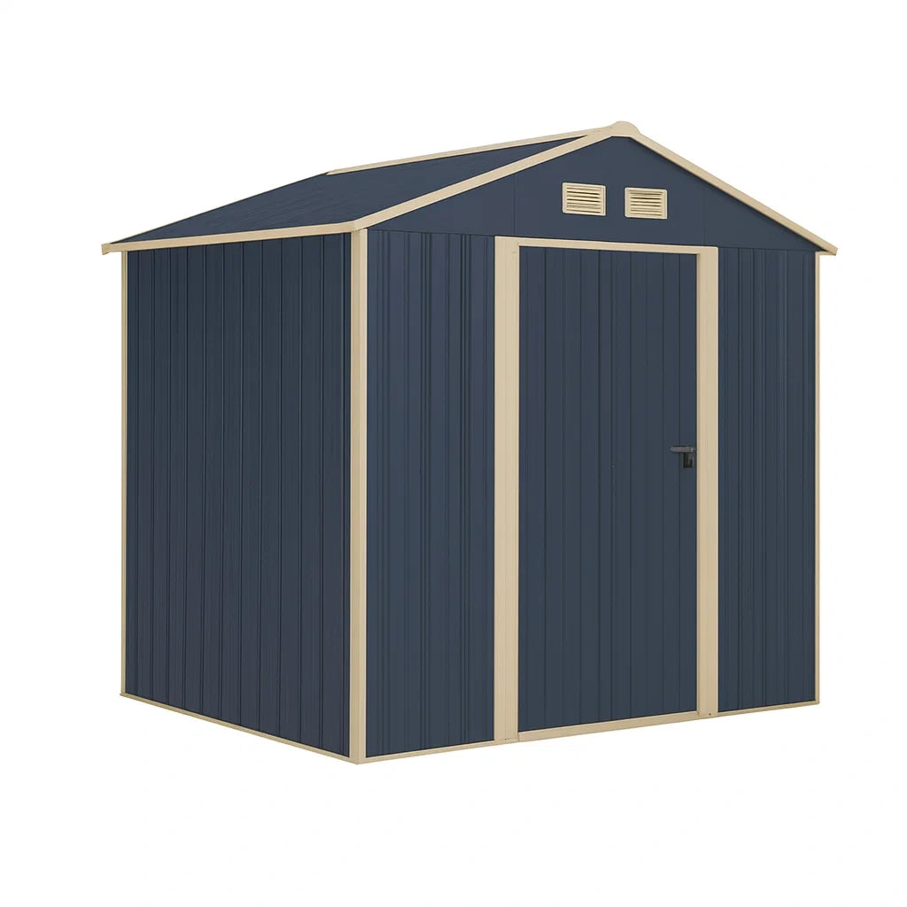 Metall Gartenhaus Blau Creme 213x127x185 cm