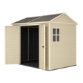 Gartenschuppen aus Polypropylen Beige mit Fenster und Doppeltür 185x152x226 cm