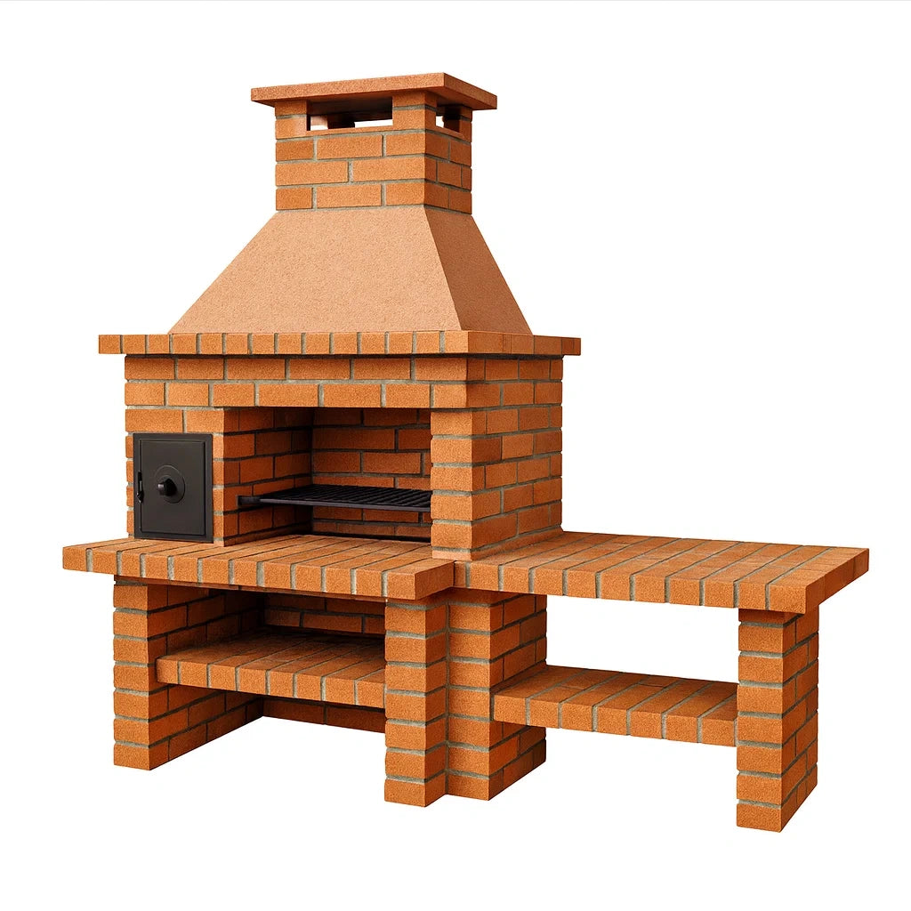 Ziegelgrillkamin mit Ablagetisch