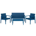 Gartenmöbel-Set Polypropylen Blau 4-teilig mit Sofa, Sesseln und Tisch