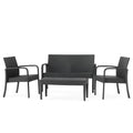 3-teiliges Gartenmöbel-Set aus Polyethylen Rattan in Dunkelgrau